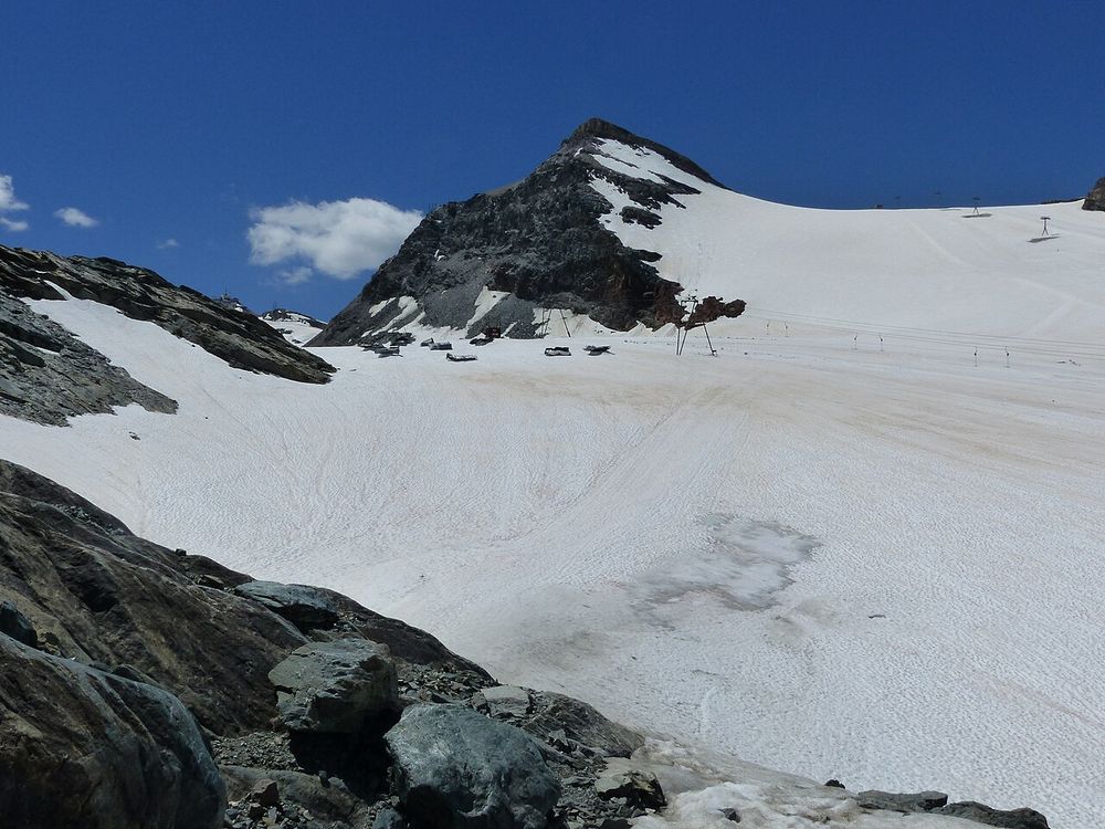 The Upper Theodul Glacier and the Theodulhorn, near the Swiss–Italian border, 2016.